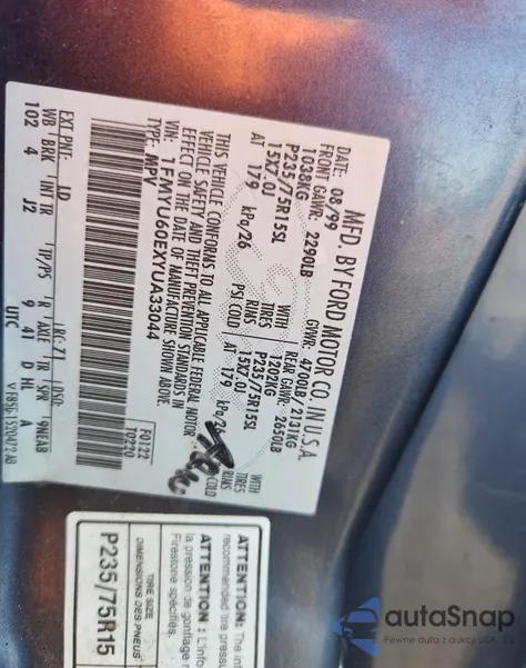 2000 Ford Explorer Sport from USA, damaged, VIN 1FMYU60EXYUA33044